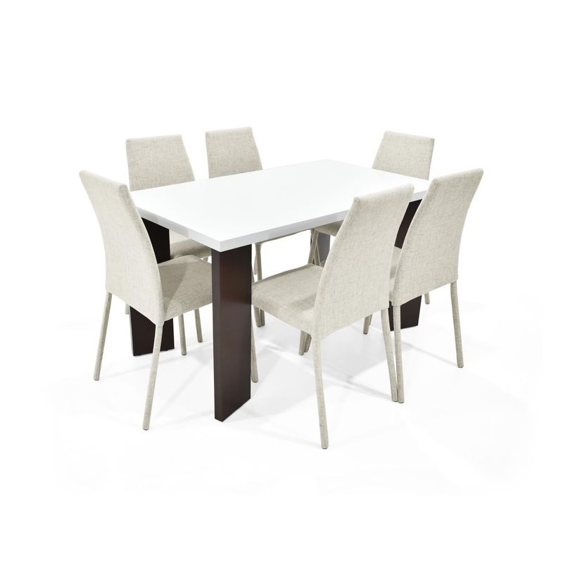 MICA - Juego de Comedor Moderno para 6 Personas (Comedor + 6 Sillas) Mica