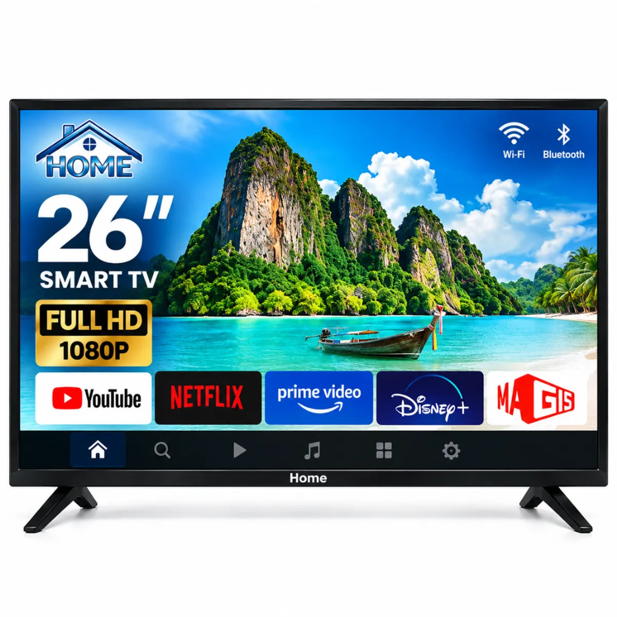 HOME - Televisor Smart TV Home 26 Pulgadas Full HD WiFi Bluetooth HDMI USB