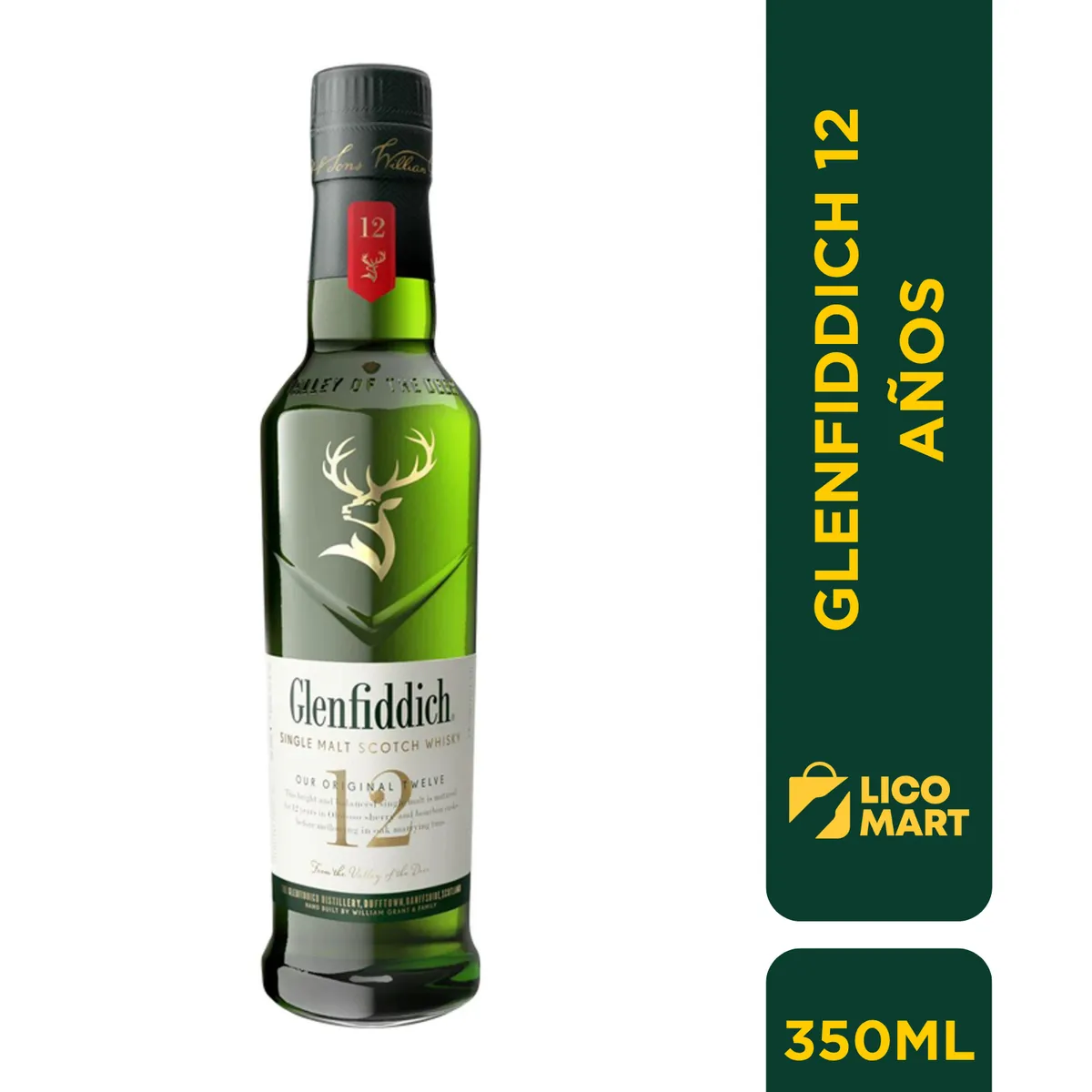 GLENFIDDICH - WHISKY SINGLE MALT GLENFIDDICH 12 AÑOS 350 ML