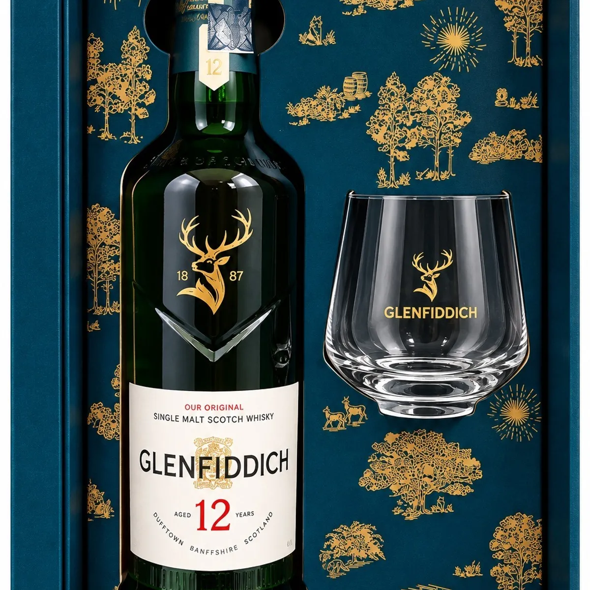 GLENFIDDICH - WHISKY SINGLE MALT GLENFIDDICH FESTIVE 12 AÑOS 700 ML MAS VASO