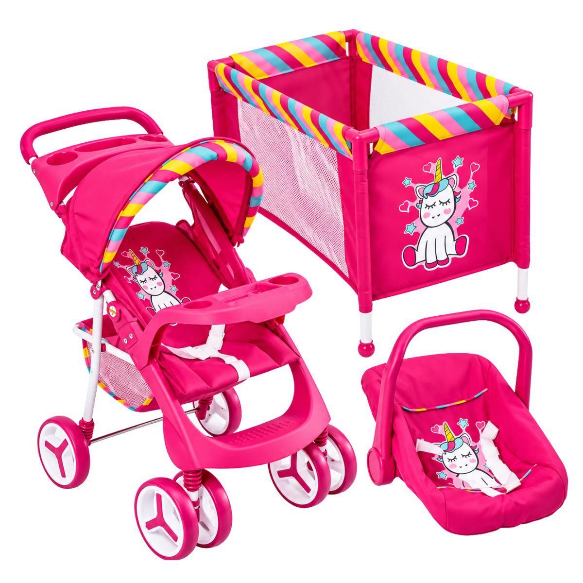 PRINSEL - Set De Muñecas Doll Kit Cuna Coche Portabebe Unicornio Prinsel RD