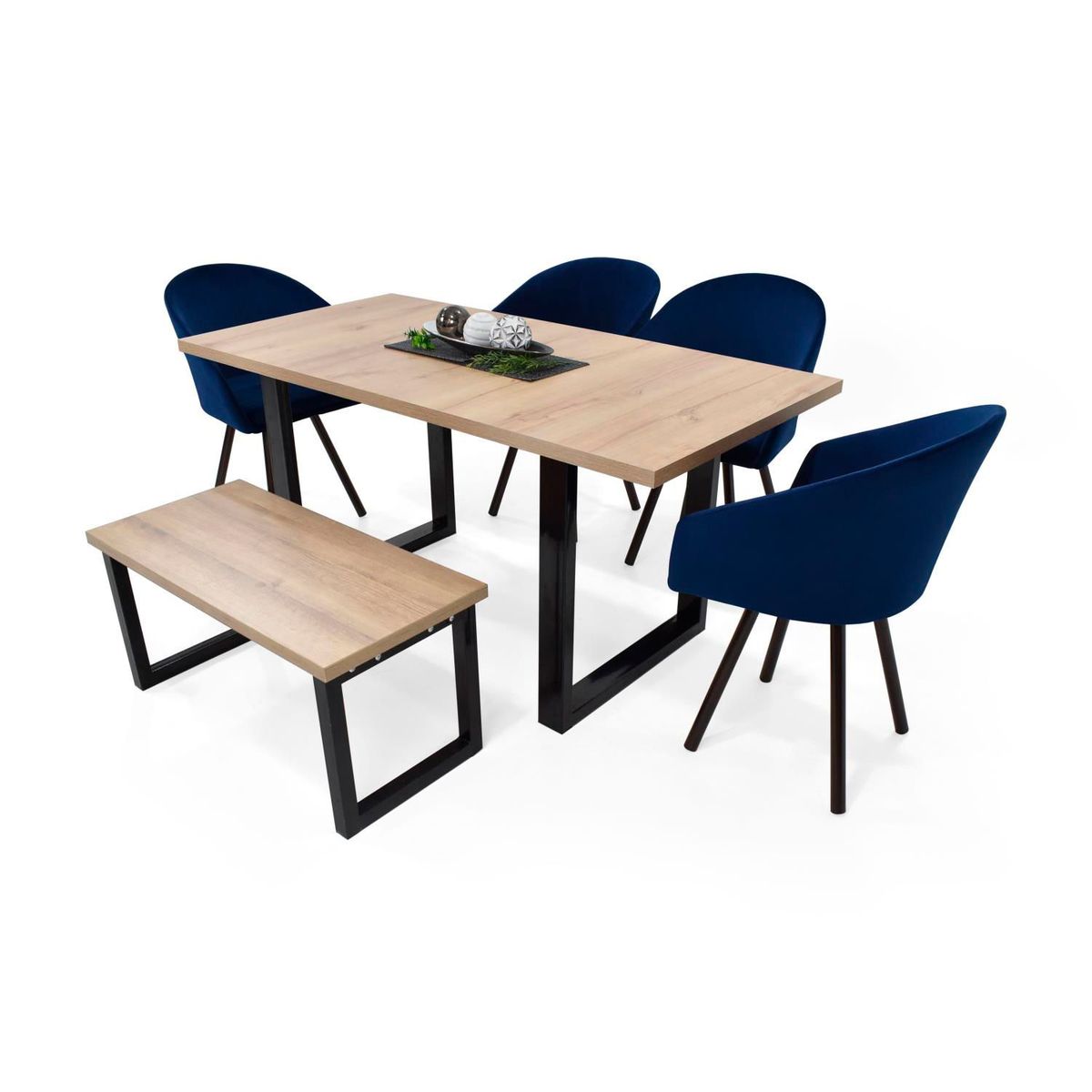 MICA - Juego de Comedor Moderno para 6 Personas (Comedor + 4 Sillas + Banca) Mica