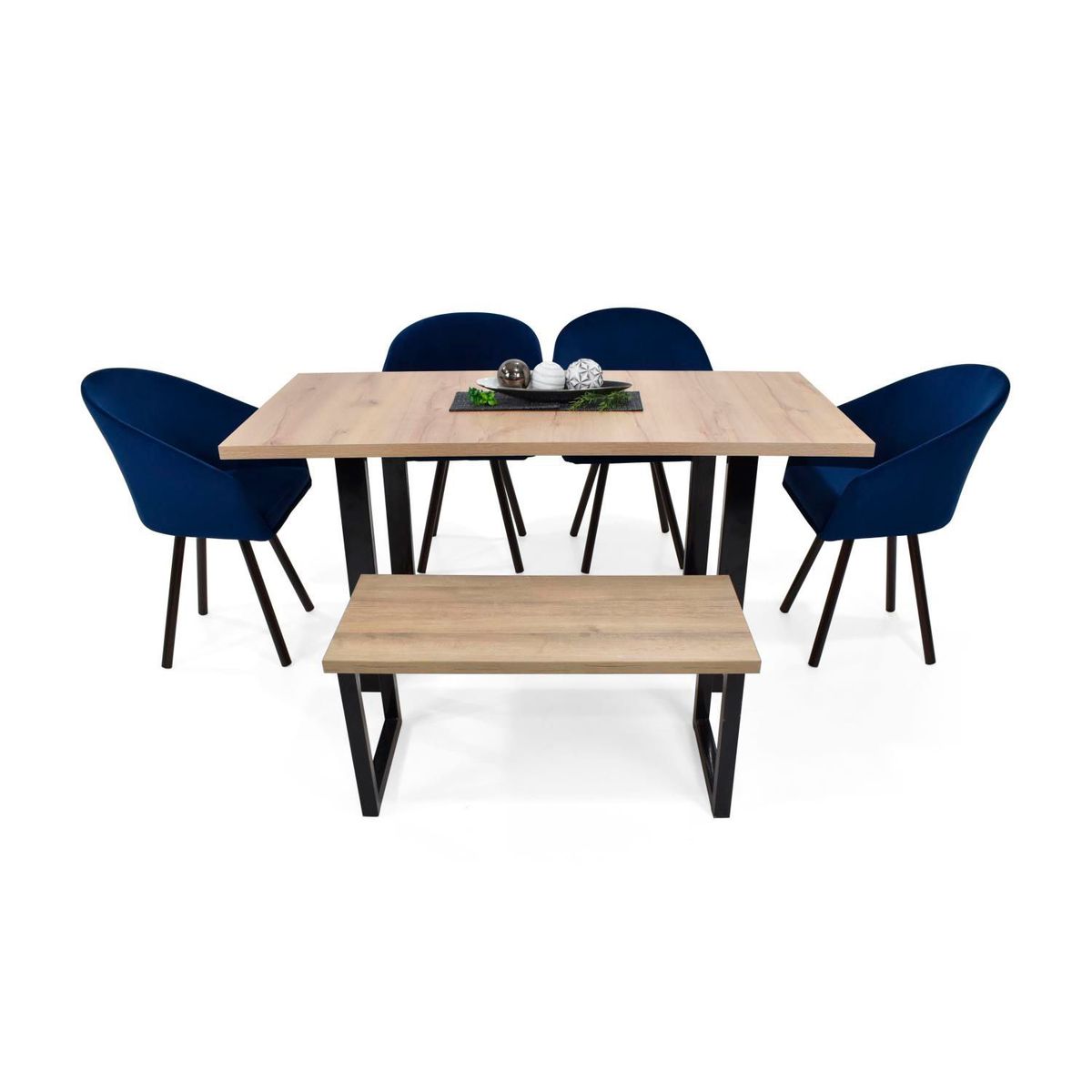 MICA - Juego de Comedor Moderno para 6 Personas (Comedor + 4 Sillas + Banca) Mica