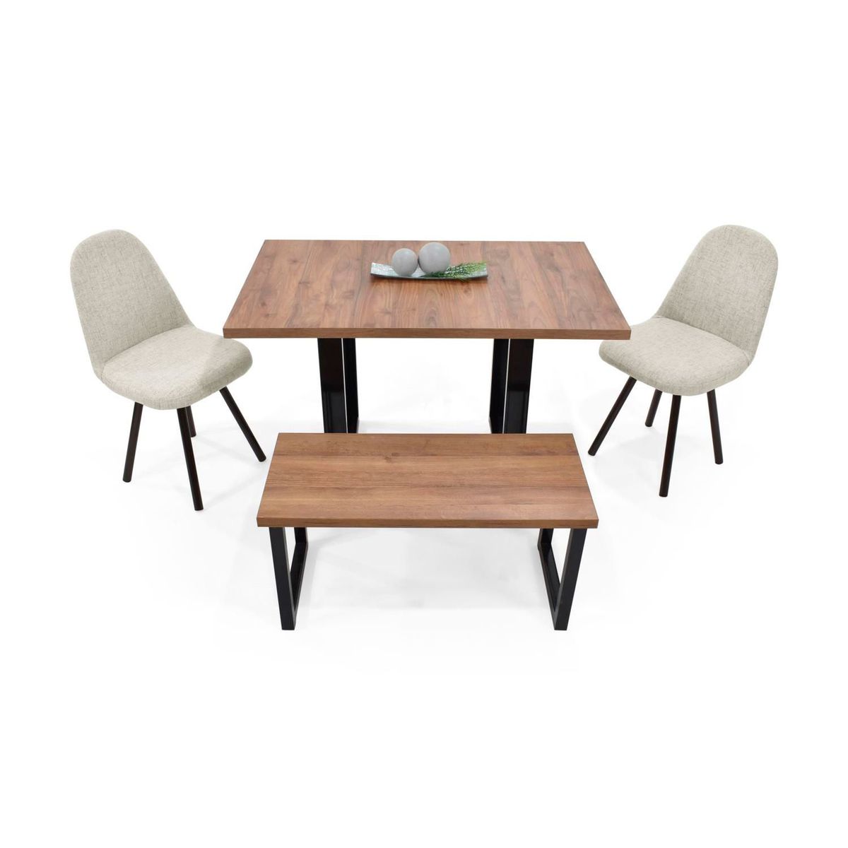 MICA - Juego de Comedor Moderno para 4 Personas (Comedor + 2 Sillas + Banco) Mica