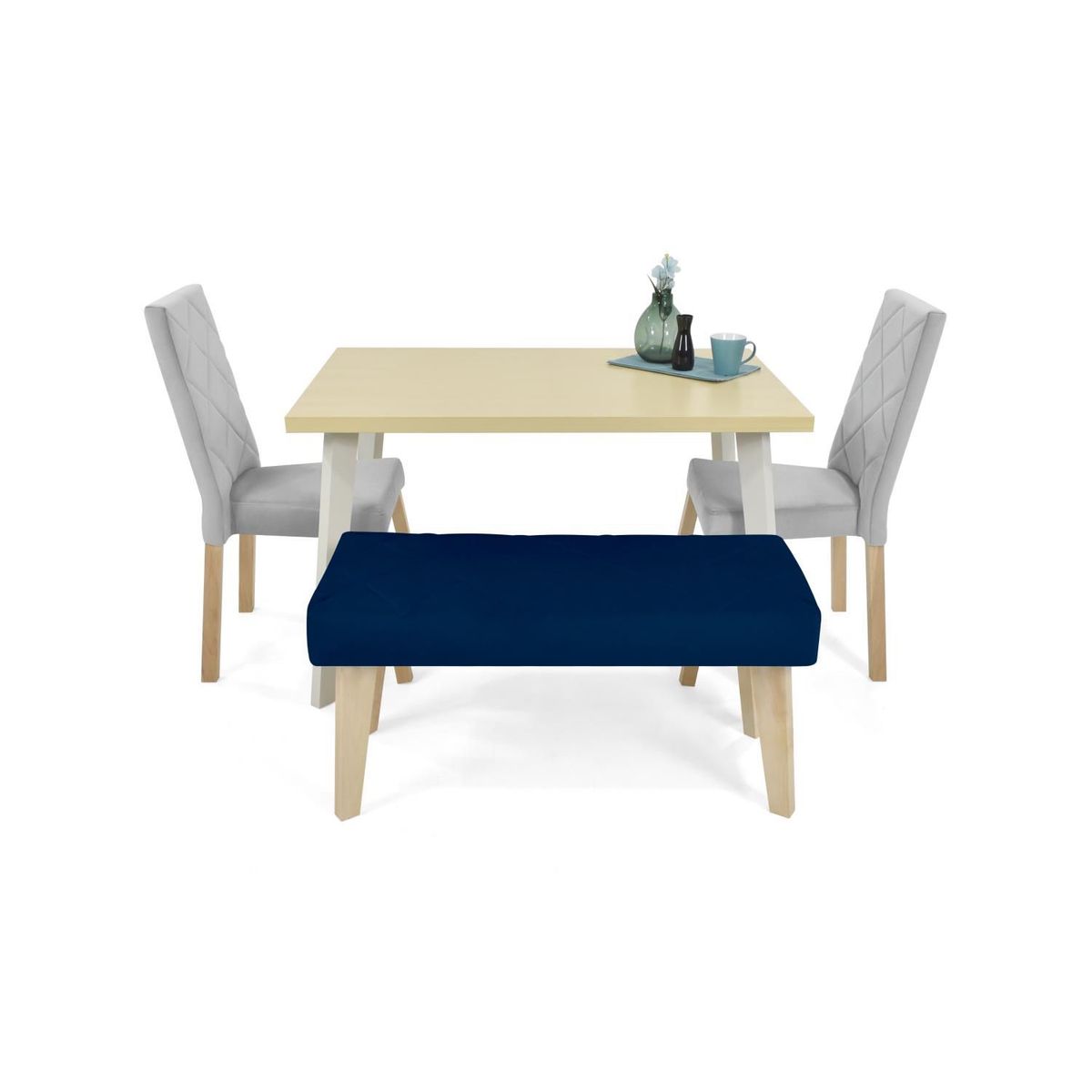 MICA - Juego de Comedor Moderno para 4 Personas (Comedor + 2 Sillas + Banco) Mica