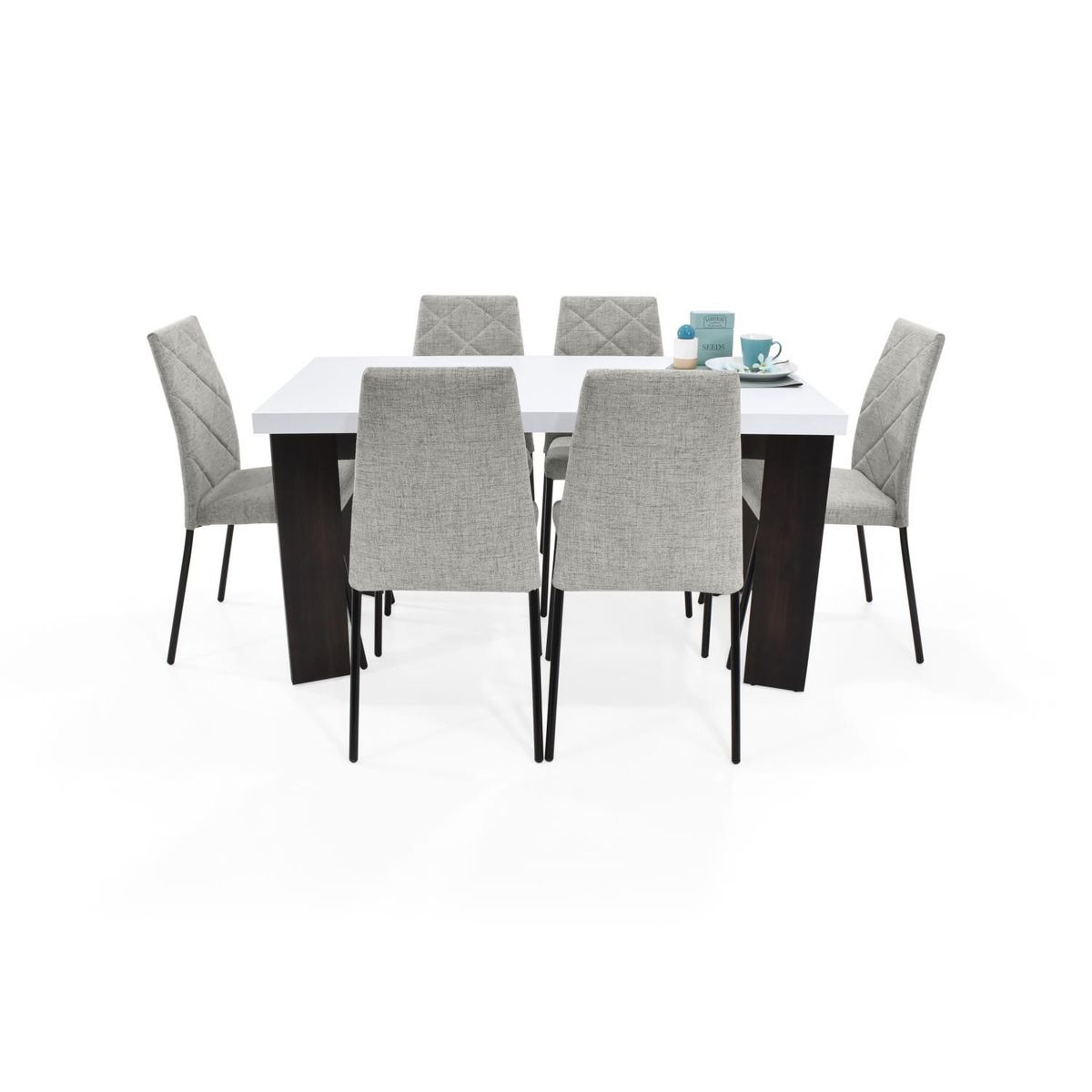 MICA - Juego de Comedor Moderno para 6 Personas (Comedor + 6 Sillas) Mica