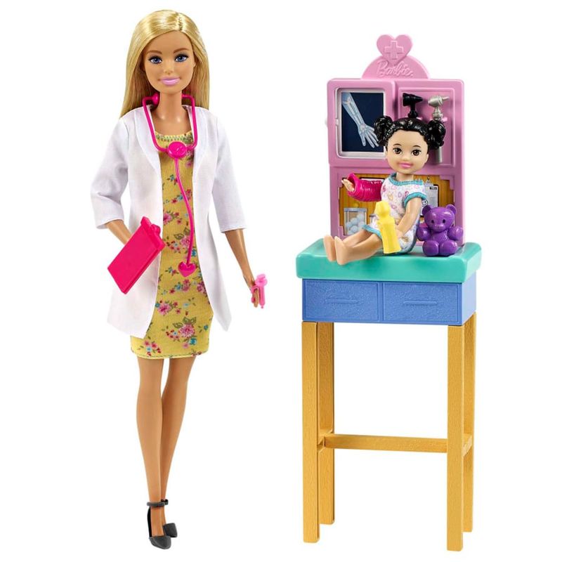 BARBIE - Barbie Profesiones Set de Juego Pediatra Rubia con bebé