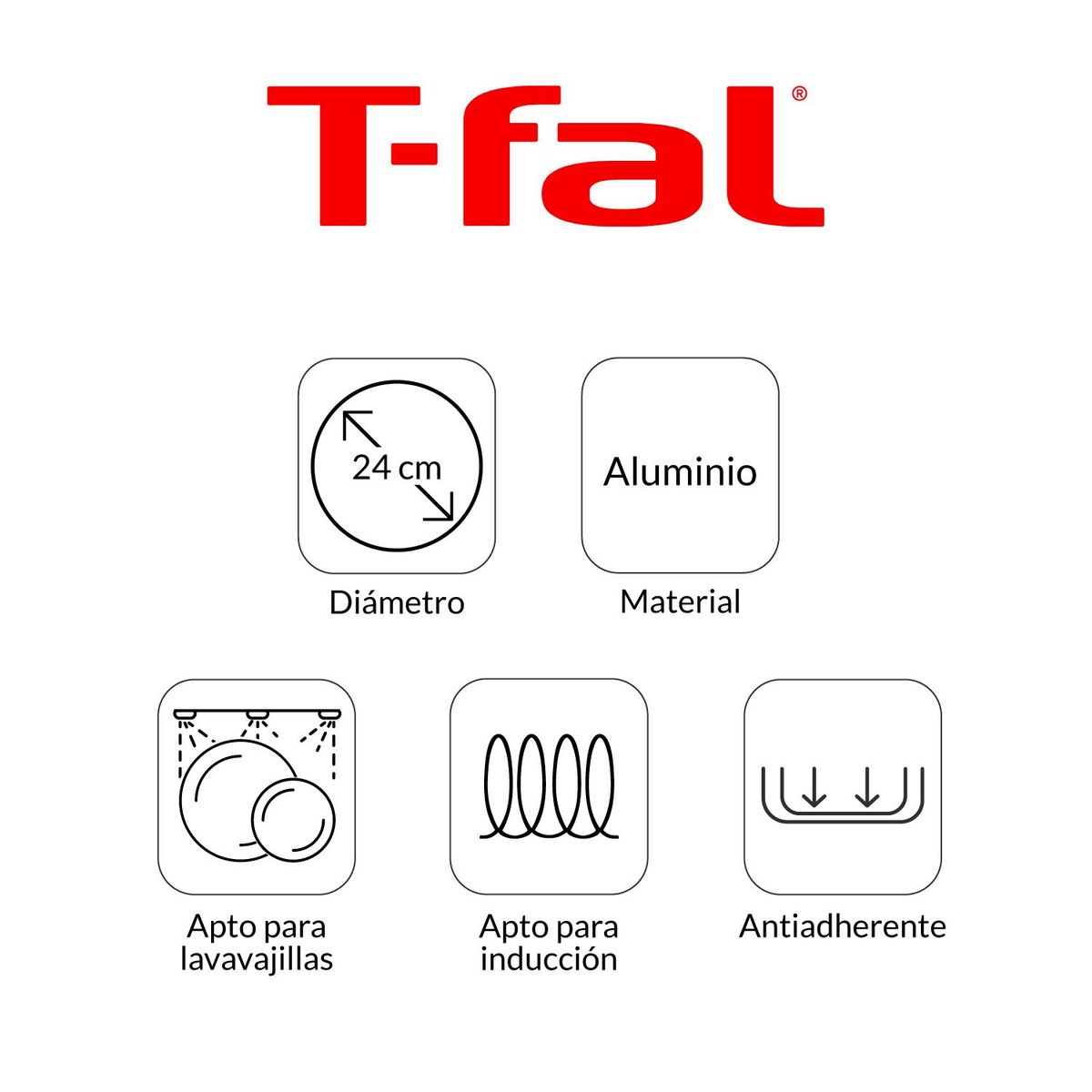 T-FAL - Sartén Tefal Antiadherente Aluminio 24 cm
