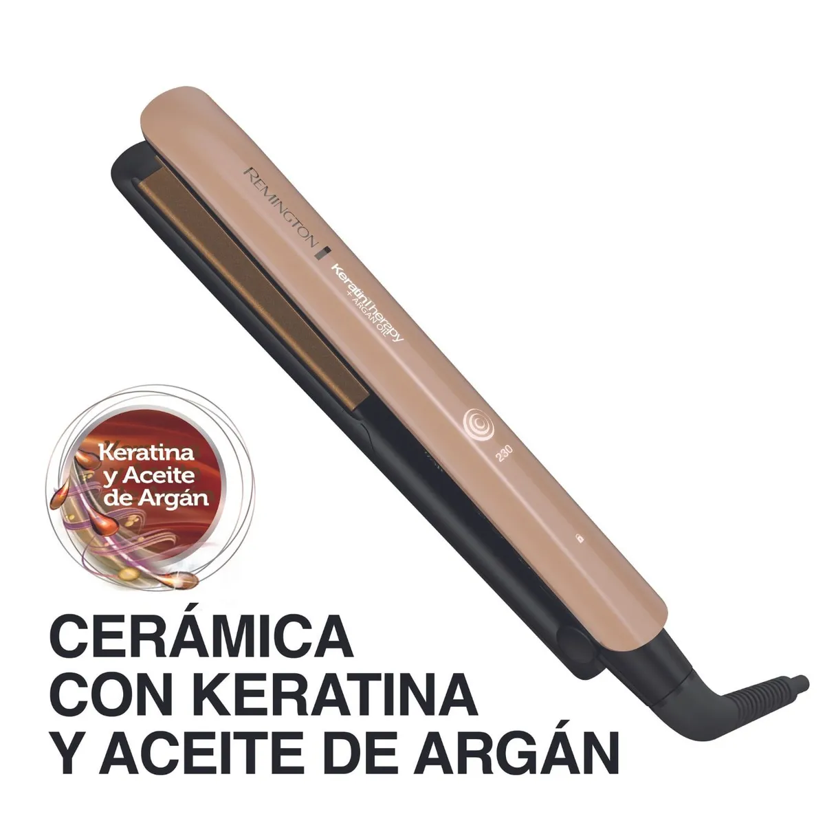 REMINGTON - Plancha de Cabello Remington Keratin Therapy con Microacondicionadores, S8599
