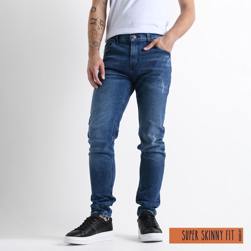 BEARCLIFF - Jean 5 Bolsillos para Hombre Super skinny Bearcliff