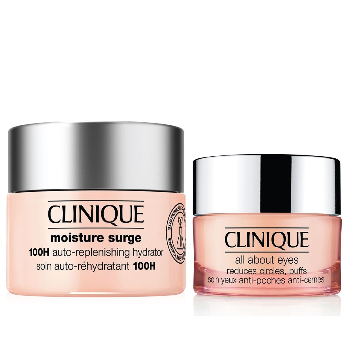 CLINIQUE - Set de cuidado facial Dúo para Frescura Instantánea Moisture Surge Clinique : Incluye Moisture Surge 100h Auto-Replenishing Hydrator 50 ml + All About Eyes 15 ml