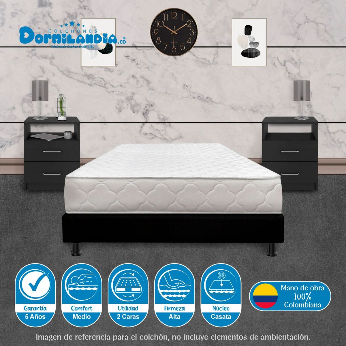 DORMILANDIA - Colchón Sencillo Firme Espumado Macizo 100 x 190 cm Dormilandia