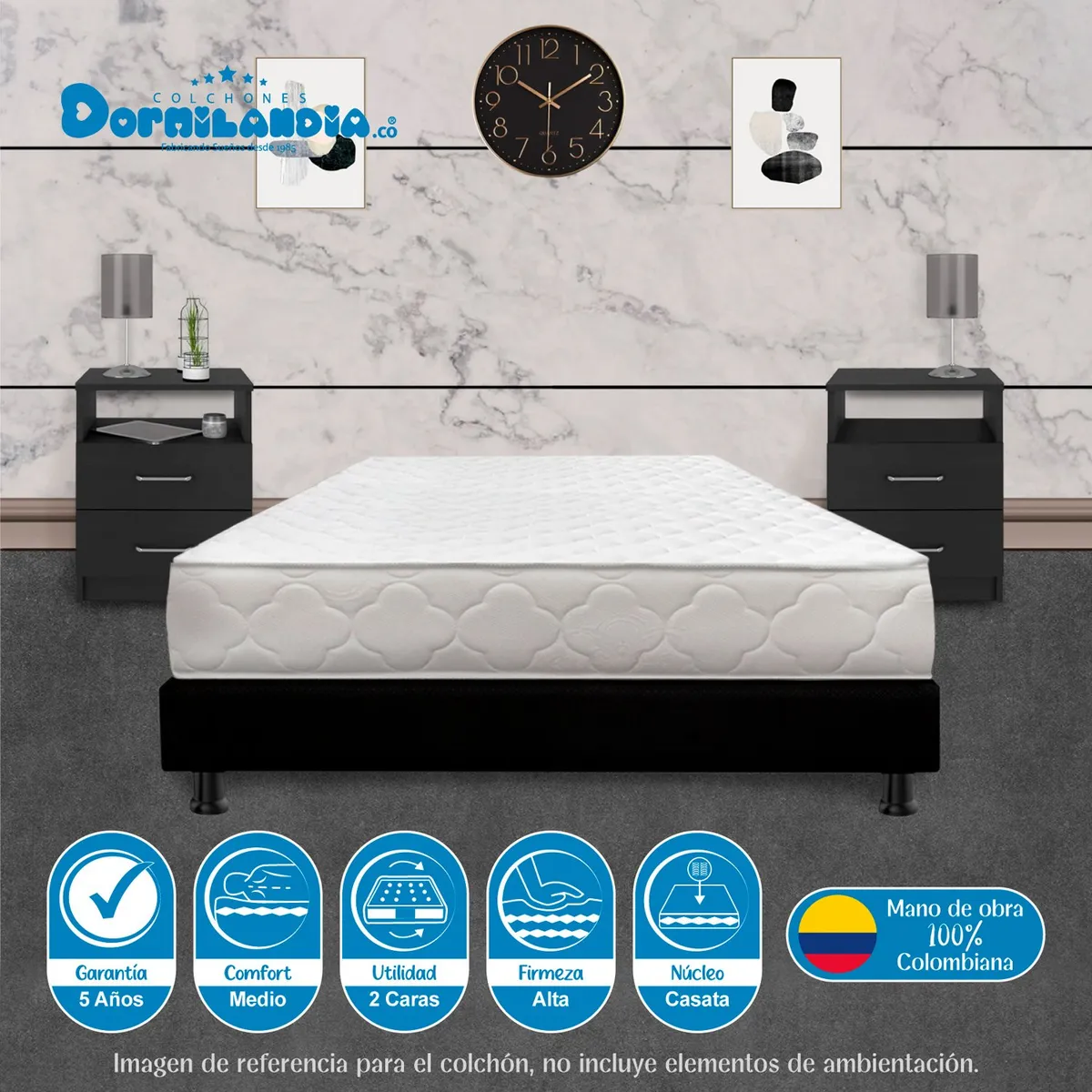 DORMILANDIA - Colchón Doble Firme Espumado Macizo 140 x 190 cm Dormilandia
