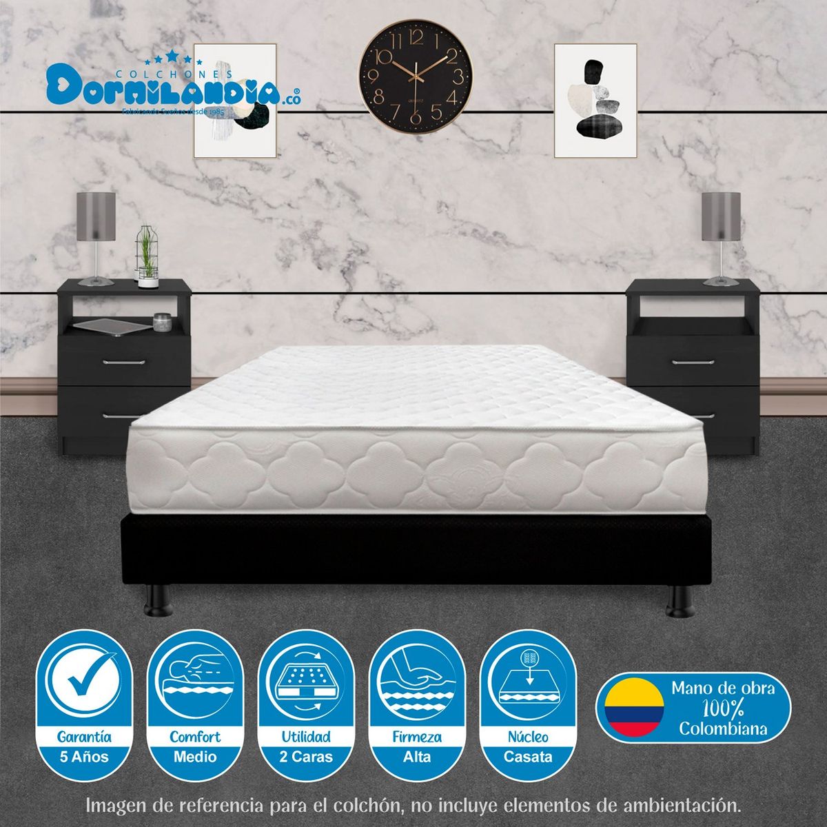 DORMILANDIA - Colchón Queen Firme Espumado Macizo 160 x 190 cm Dormilandia