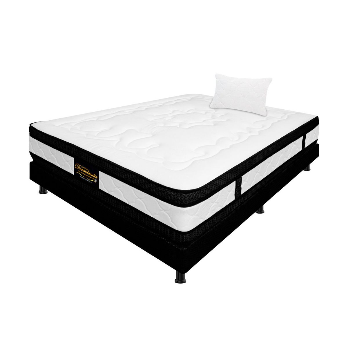 DORMILANDIA - Colchón con Base Cama cama Sencillo Firme Espumado con Doble Pillow Hibrido 100 x 190 cm Dormilandia