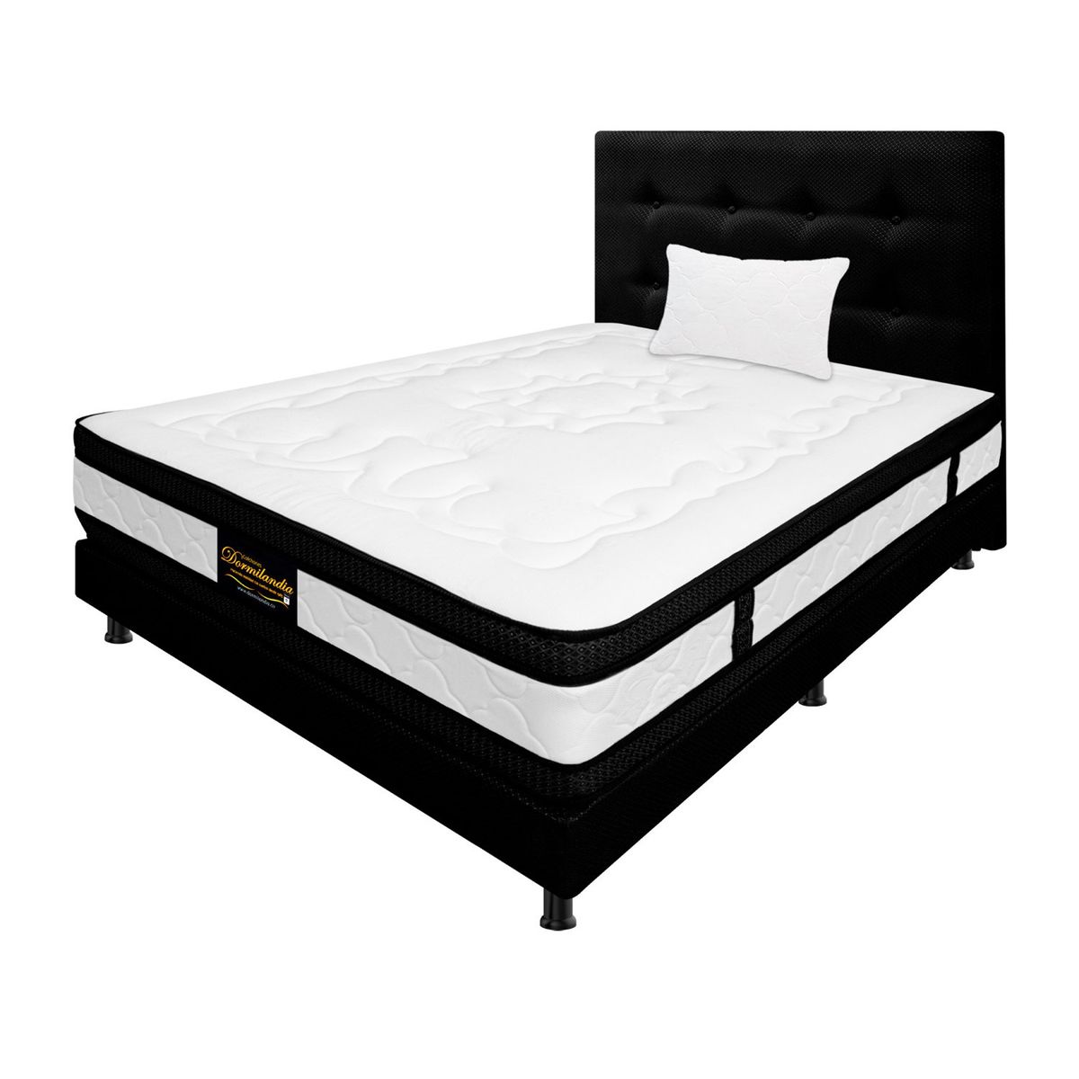 DORMILANDIA - Colchón con Base Cama cama Sencillo Firme Espumado con Doble Pillow Hibrido 100 x 190 cm Dormilandia