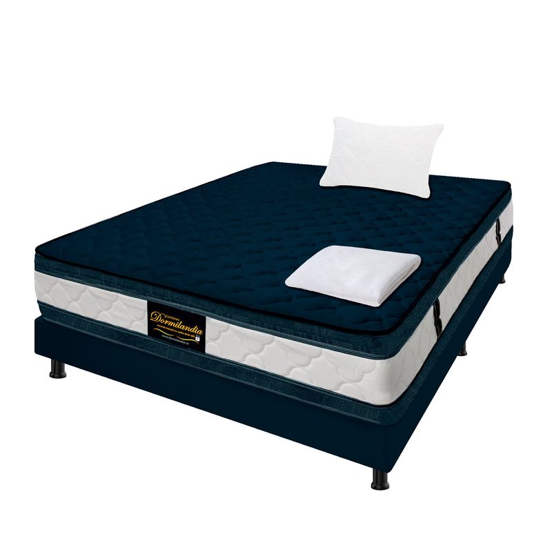 DORMILANDIA - Colchón con Base Cama cama Sencillo Firmeza Media Ortopédico Resortado con Doble Pillow Marshall 100 x 190 cm Dormilandia - 0% Interés a 3 Cuotas Pagando con tu CMR Banco Falabella