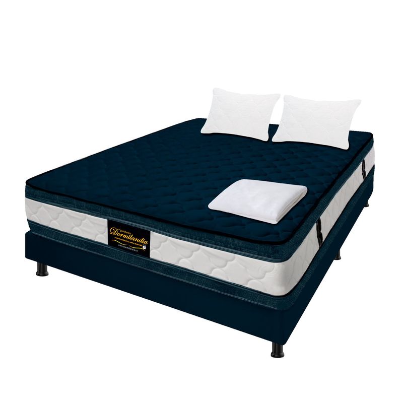 DORMILANDIA - Colchón con Base Cama Semidoble Firmeza Media Ortopédico Resortado con Doble Pillow Marshall 120 x 190 cm Dormilandia - 0% Interés a 3 o 6 Cuotas Pagando con tu CMR Banco Falabella 
