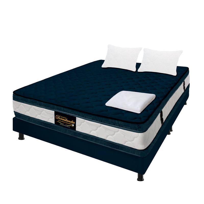 DORMILANDIA - Colchón con Base Cama cama King Firmeza Media Ortopédico Resortado con Doble Pillow Marshall 200 x 200 cm Dormilandia - 0% Interés a 3 Cuotas Pagando con tu CMR Banco Falabella