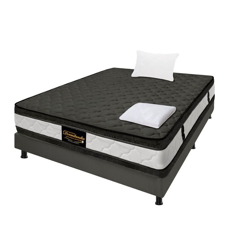 DORMILANDIA - Colchón con Base Cama cama Sencillo Firmeza Media Ortopédico Resortado con Doble Pillow Marshall 100 x 190 cm Dormilandia - 0% Interés a 3 Cuotas Pagando con tu CMR Banco Falabella