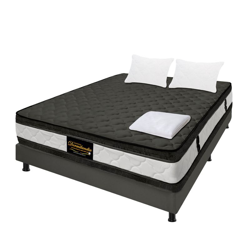 DORMILANDIA - Colchón con Base Cama Semidoble Firmeza Media Ortopédico Resortado con Doble Pillow Marshall 120 x 190 cm Dormilandia - 0% Interés a 3 o 6 Cuotas Pagando con tu CMR Banco Falabella 