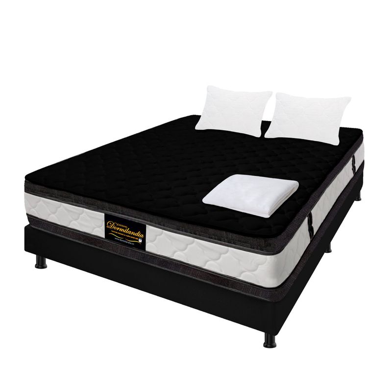DORMILANDIA - Colchón con Base Cama Doble Firmeza Media Ortopédico Resortado con Doble Pillow Marshall 140 x 190 cm Dormilandia - 0% Interés a 3 Cuotas Pagando con tu CMR Banco Falabella