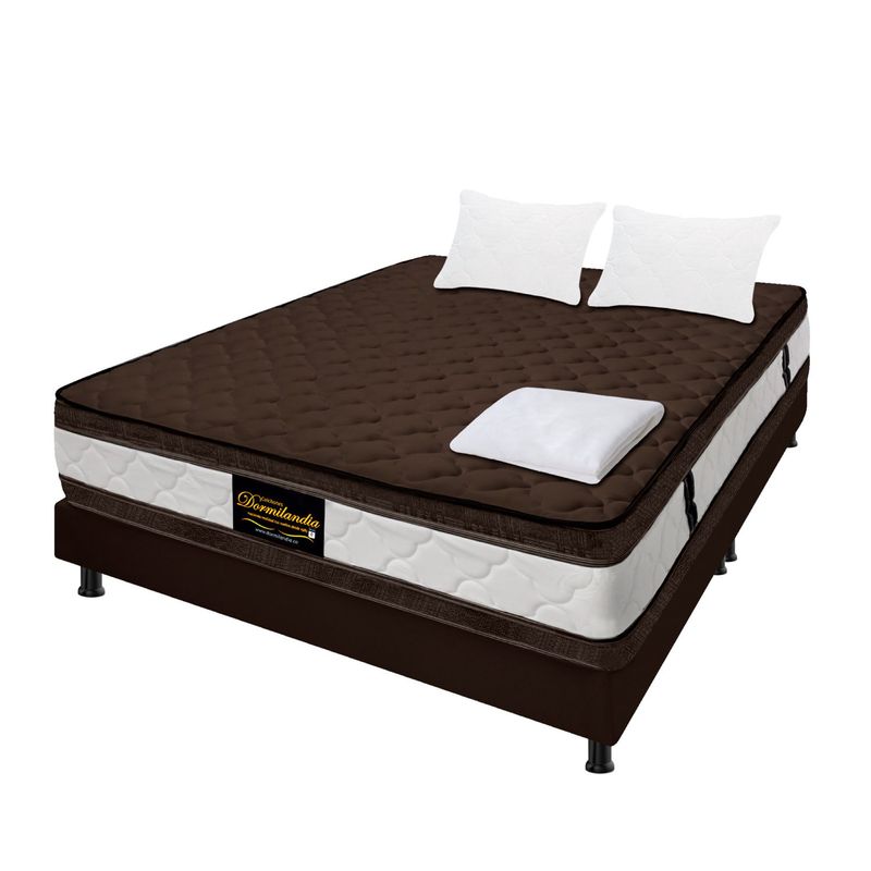 DORMILANDIA - Colchón con Base Cama cama Queen Firmeza Media Ortopédico Resortado con Doble Pillow Marshall 160 x 190 cm Dormilandia - 0% Interés a 3 Cuotas Pagando con tu CMR Banco Falabella