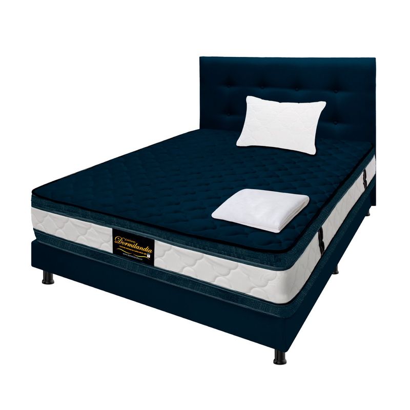 DORMILANDIA - Colchón con Base Cama Sencillo Firmeza Media Ortopédico Resortado con Doble Pillow Marshall 100 x 190 cm + Cabecero Dormilandia - 0% Interés a 3 Cuotas Pagando con tu CMR Banco Falabella