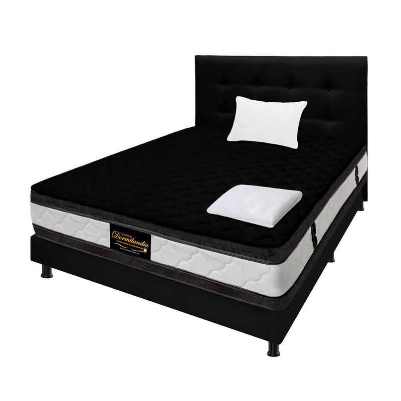 DORMILANDIA - Colchón con Base Cama Sencillo Firmeza Media Ortopédico Resortado con Doble Pillow Marshall 100 x 190 cm + Cabecero Dormilandia - 0% Interés a 3 Cuotas Pagando con tu CMR Banco Falabella