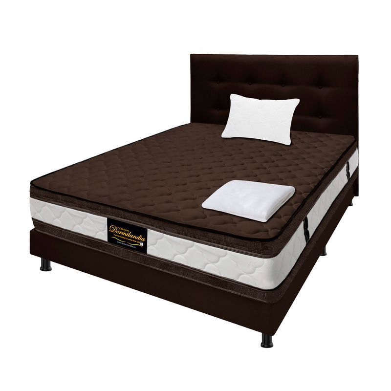 DORMILANDIA - Colchón con Base Cama Sencillo Firmeza Media Ortopédico Resortado con Doble Pillow Marshall 100 x 190 cm + Cabecero Dormilandia