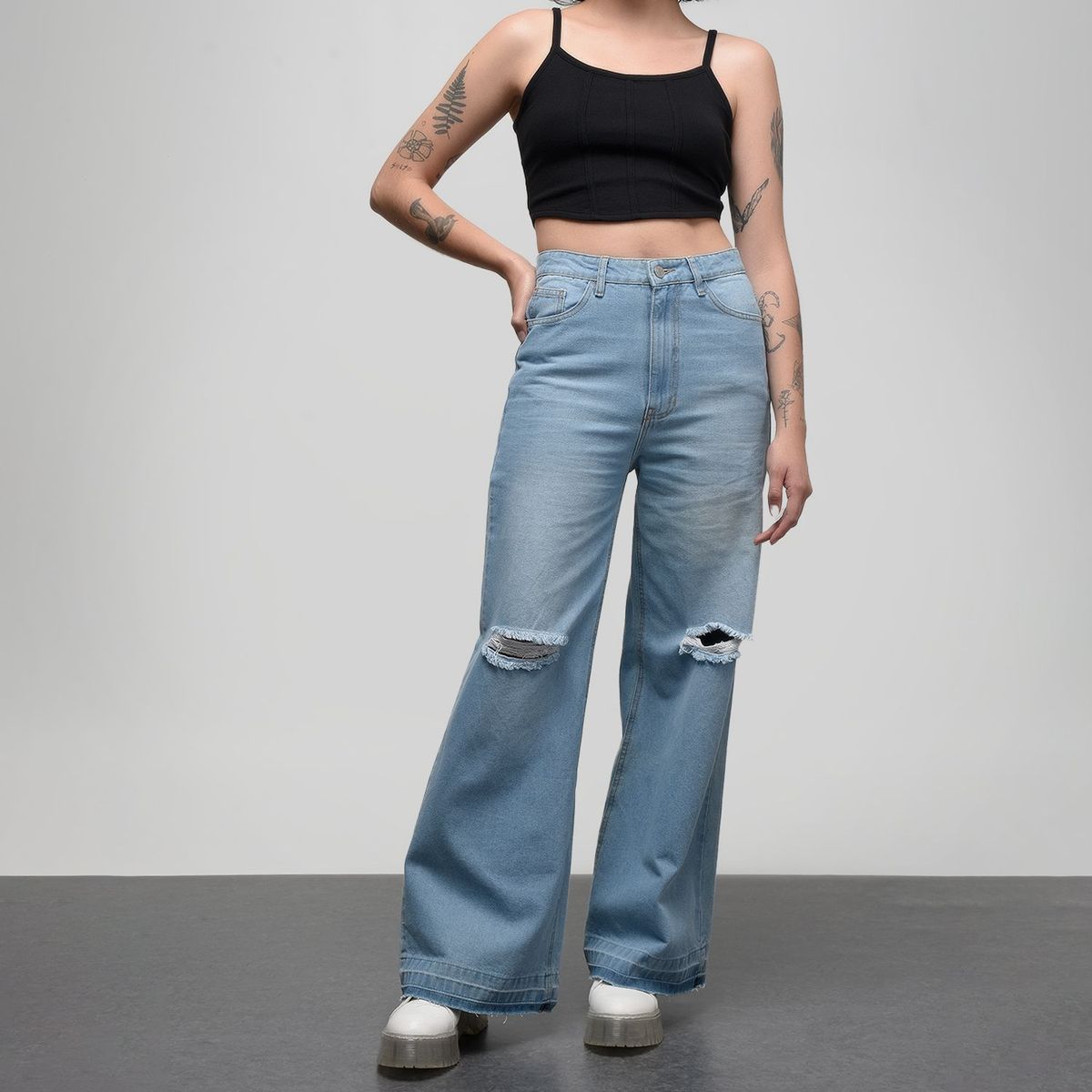 DENIMLAB - Jean Wide Tiro Alto Mujer Denimlab