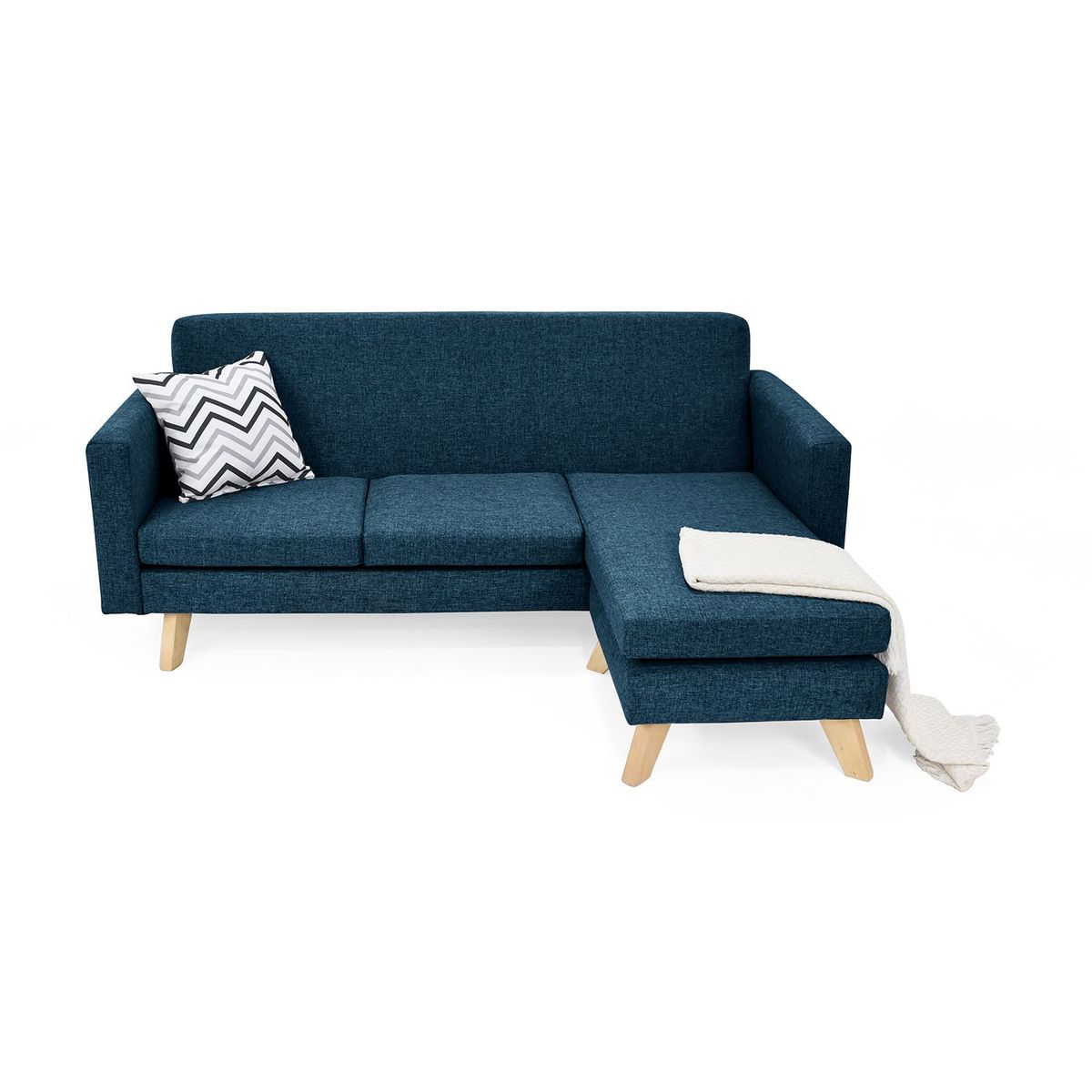 MICA - Sofá en L Moderno en Poliéster 3 Puestos Bruselas 192 x 82 x 140 cm Mica