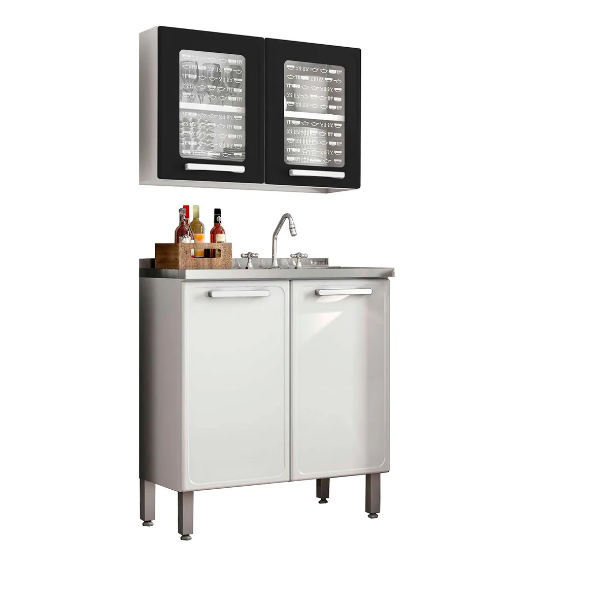 BERTOLINI - Cocina Integral En Acero Al Carbón 80 Cm Con Lavaplatos Bertolini - Mueble