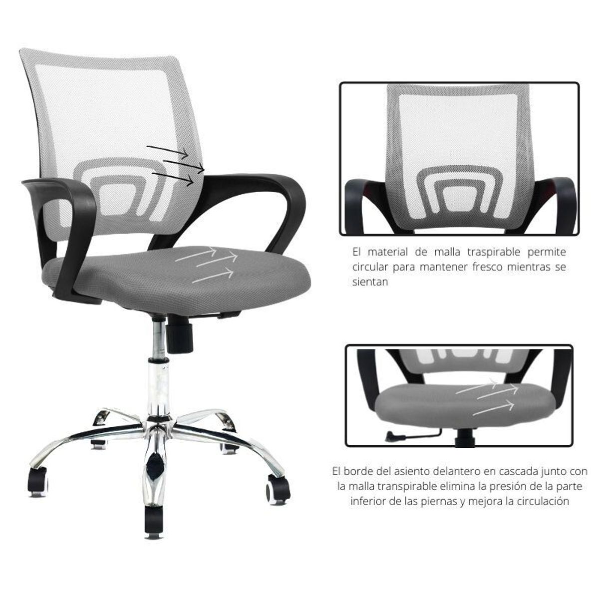 EKONOMODO - Silla De Oficina Colors Gris Claro