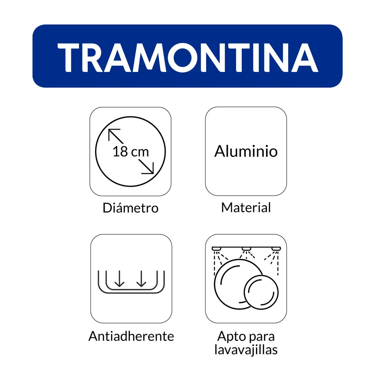 TRAMONTINA - Sartén Tramontina Antiadherente Aluminio 18 cm