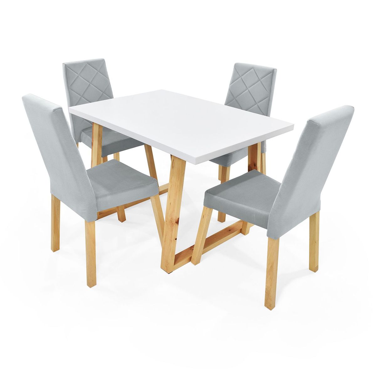 MICA - Juego de Comedor Moderno para 4 Personas Gris (Comedor + 4 Sillas) Mica