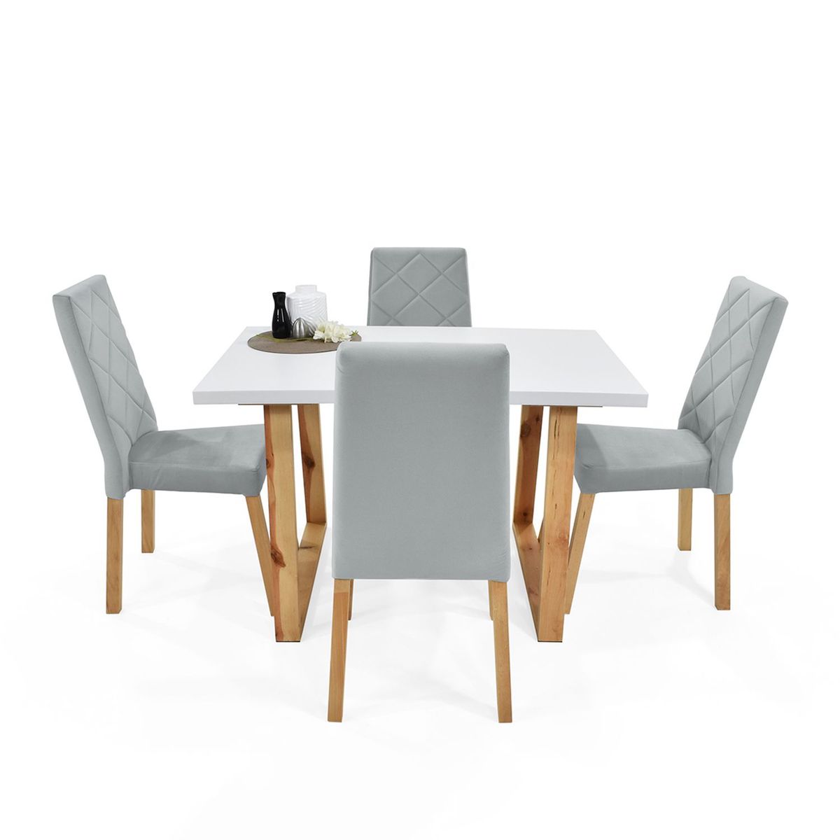 MICA - Juego de Comedor Moderno para 4 Personas Gris (Comedor + 4 Sillas) Mica
