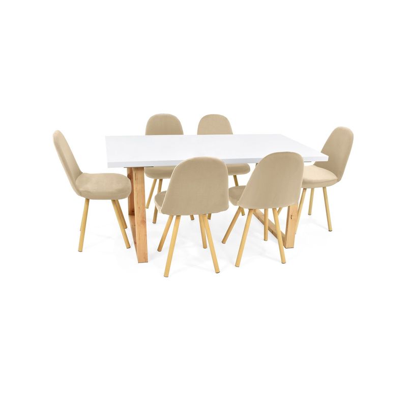 MICA - Juego de Comedor Moderno para 6 Personas Gris (Comedor + 6 Sillas) Mica