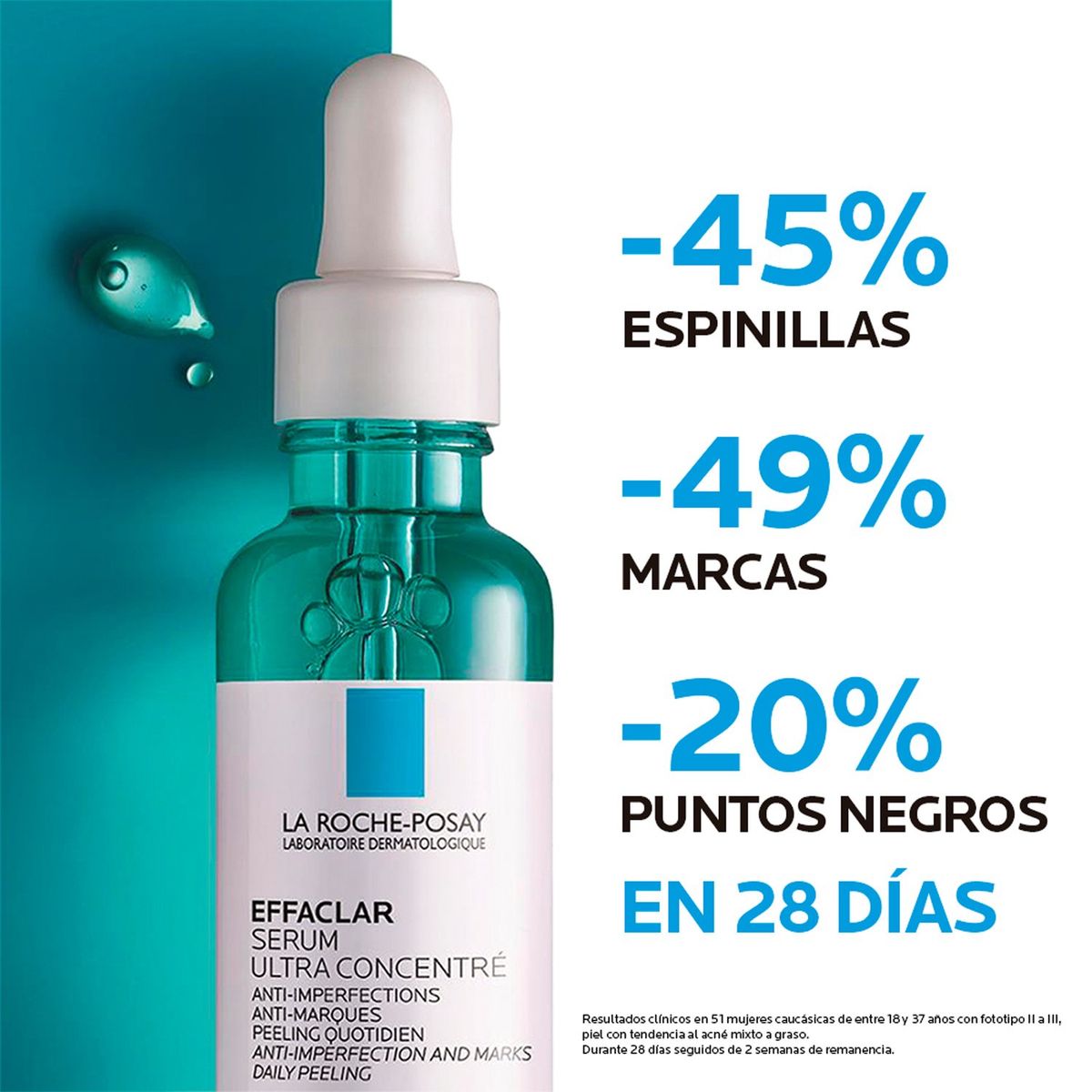 LA ROCHE POSAY - Sérum Noche Effaclar Anti-Imperfecciones, Acción Peeling, La Roche Posay Para Piel Grasa 30 ml