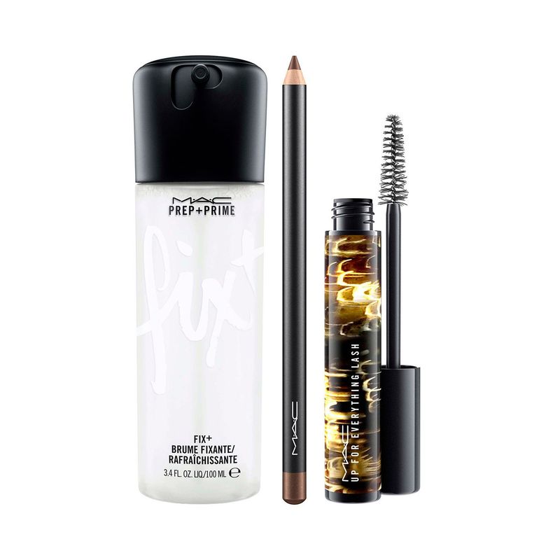 MAC COSMETICS - Pestañina MAC: Up For Everything Lash Máscara Up For Black 8.5g + Eye Kohl Teddy 1.45 g + Fix+ Natural 100 ml