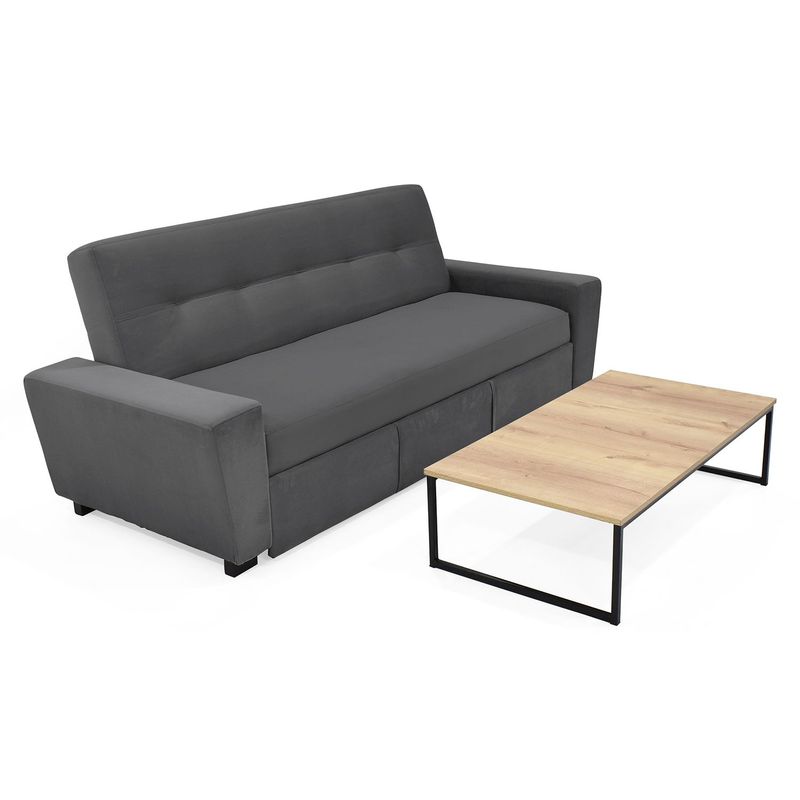 MICA - Juego de Sala Moderno en Poliéster (Sofá Cama + Mesa de Centro) Hungría Dallen Mica