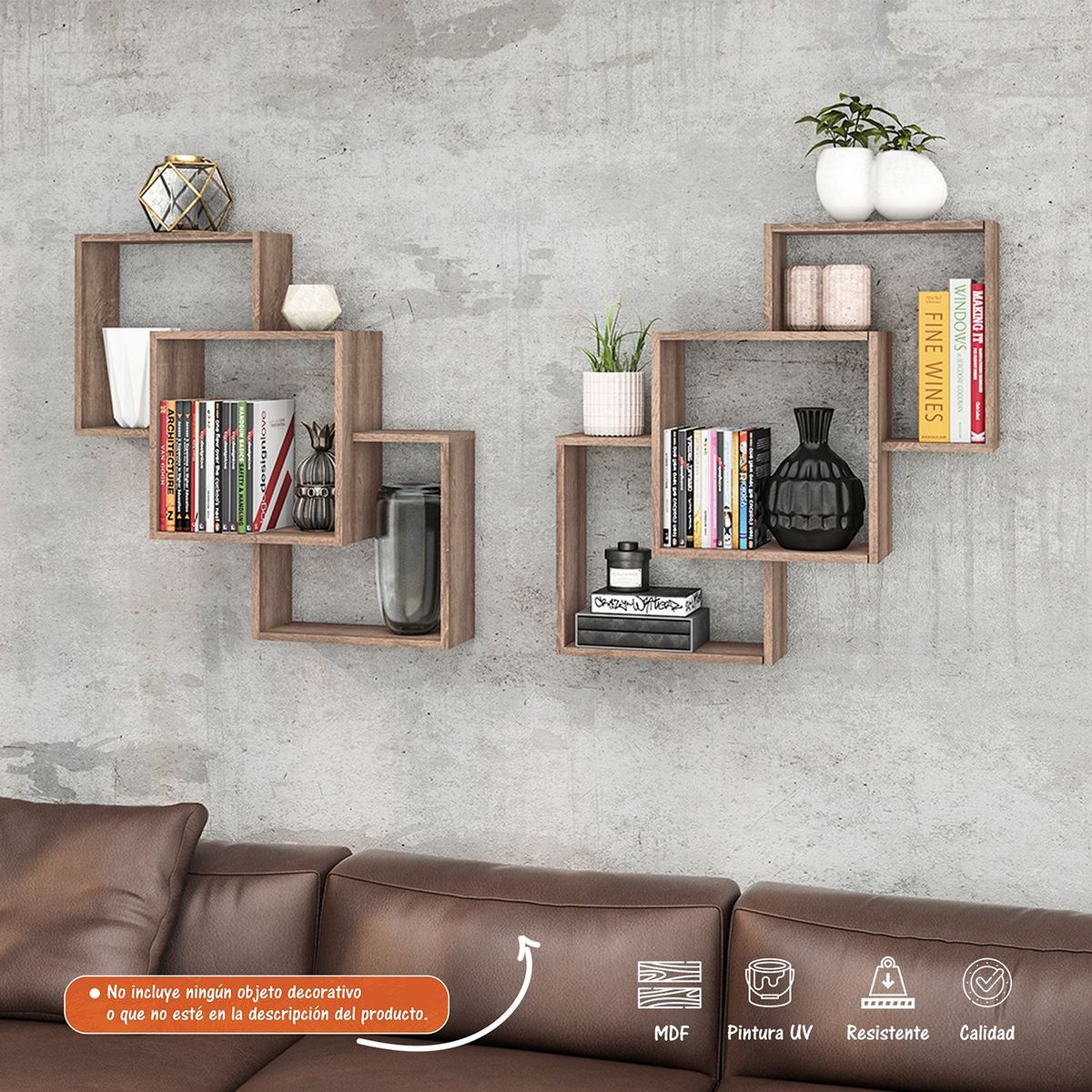 BERTOLINI - Repisa Flotante Bertolini 79cm Cubos Cruzados Color Blanco