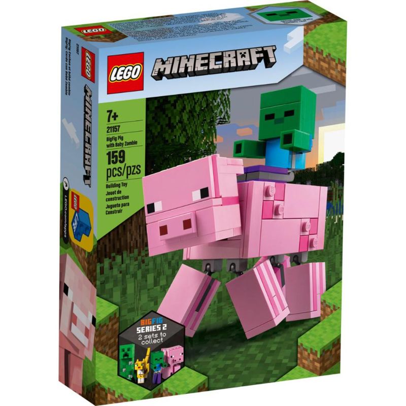 LEGO - Bloque y encaje LEGO Minecraft BigFig: Cerdo con Bebé Zombi