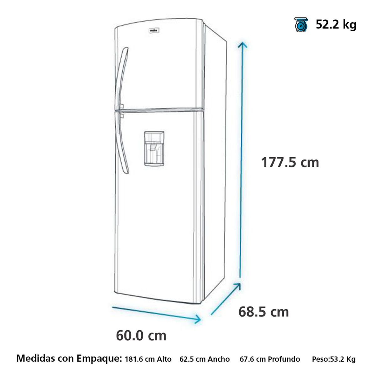 MABE - Nevera Mabe Congelador Superior No Frost 297 lt Eco Pet RMA305FYCT
