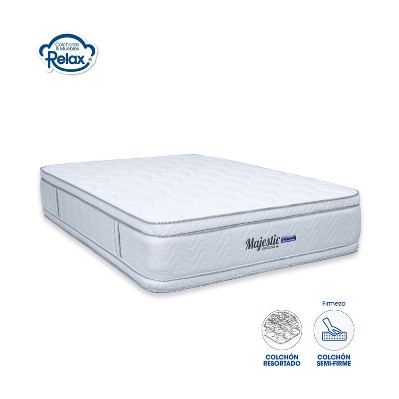 COLCHONES RELAX - Colchón Doble Firmeza Media Ortopédico Doble Cara Resortado Majestic 140 x 190 cm Colchones Relax