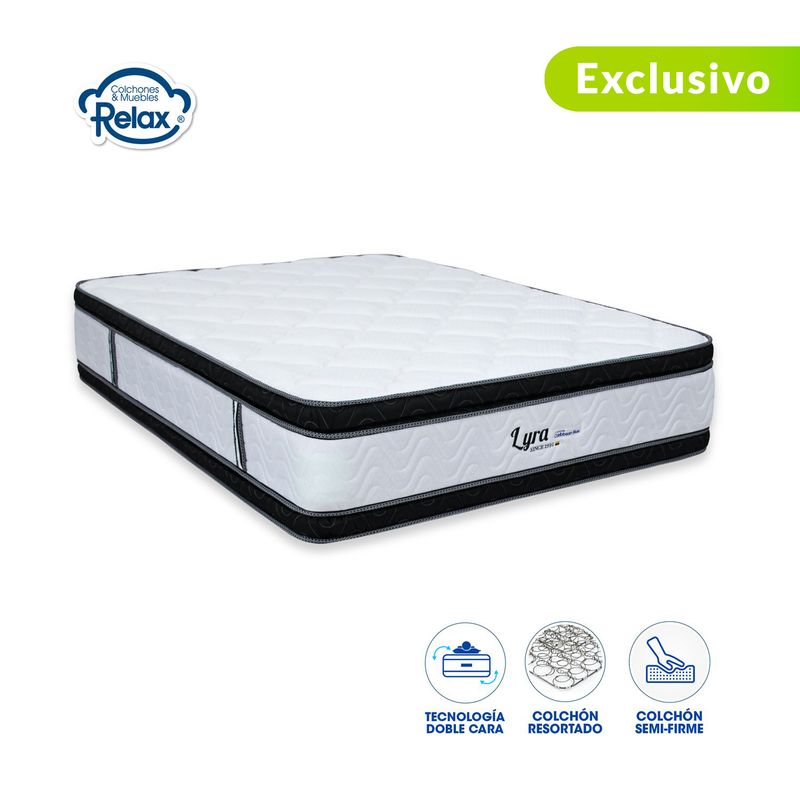 COLCHONES RELAX - Colchón Doble Firmeza Media Ortopédico Doble Pillow Resortado Lyra 140 x 190 cm Colchones Relax - 0% Interés a 3 Cuotas Pagando con tu CMR Banco Falabella