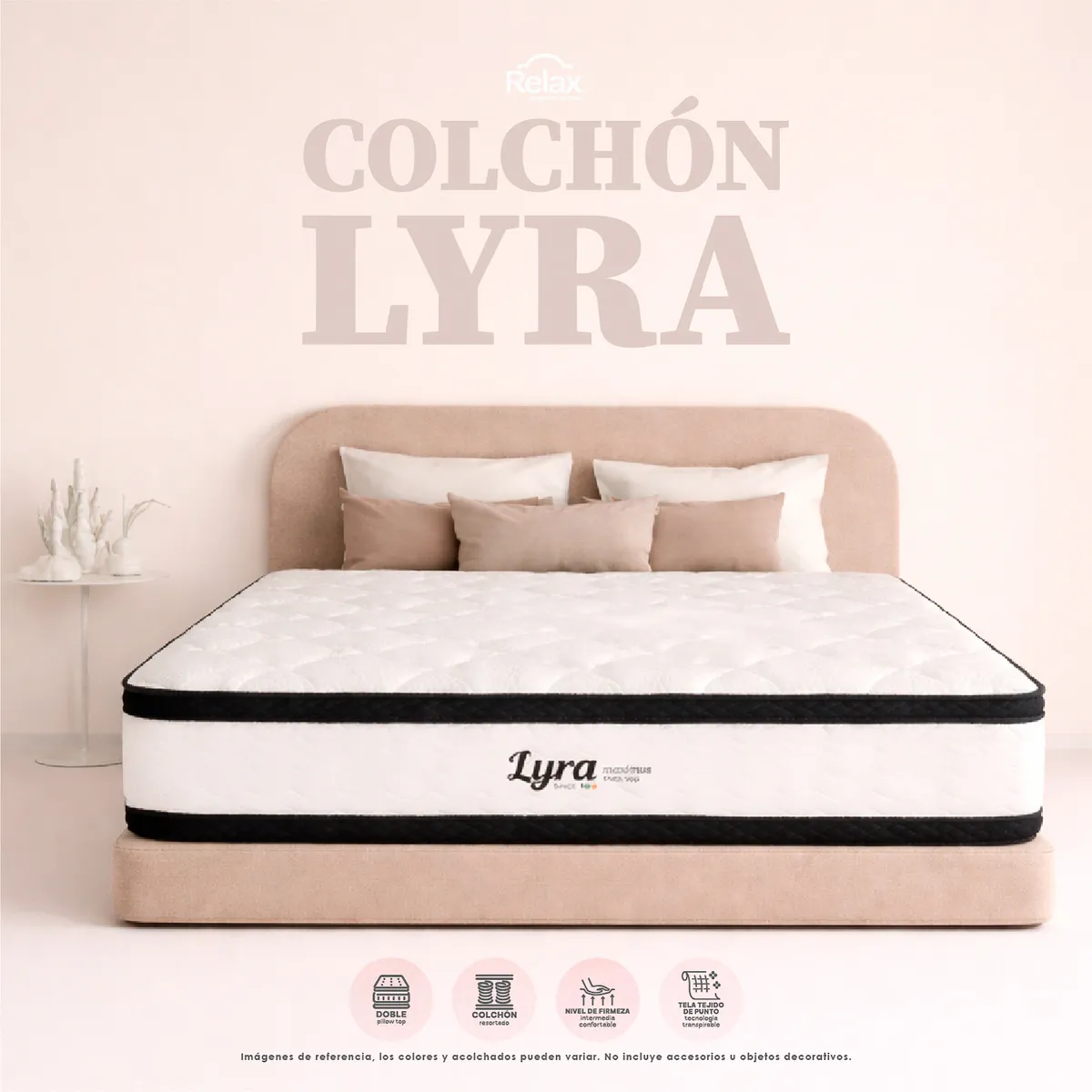 COLCHONES RELAX - Colchón Relax Queen 160X190X35Cm Firmeza Media Lyra