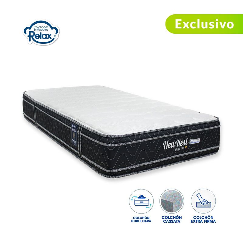 COLCHONES RELAX - Colchón SemiDoble Firme Doble Pillow Espumado New Rest 120 x 190 cm Colchones Relax - 0% Interés a 3 Cuotas Pagando con tu CMR Banco Falabella
