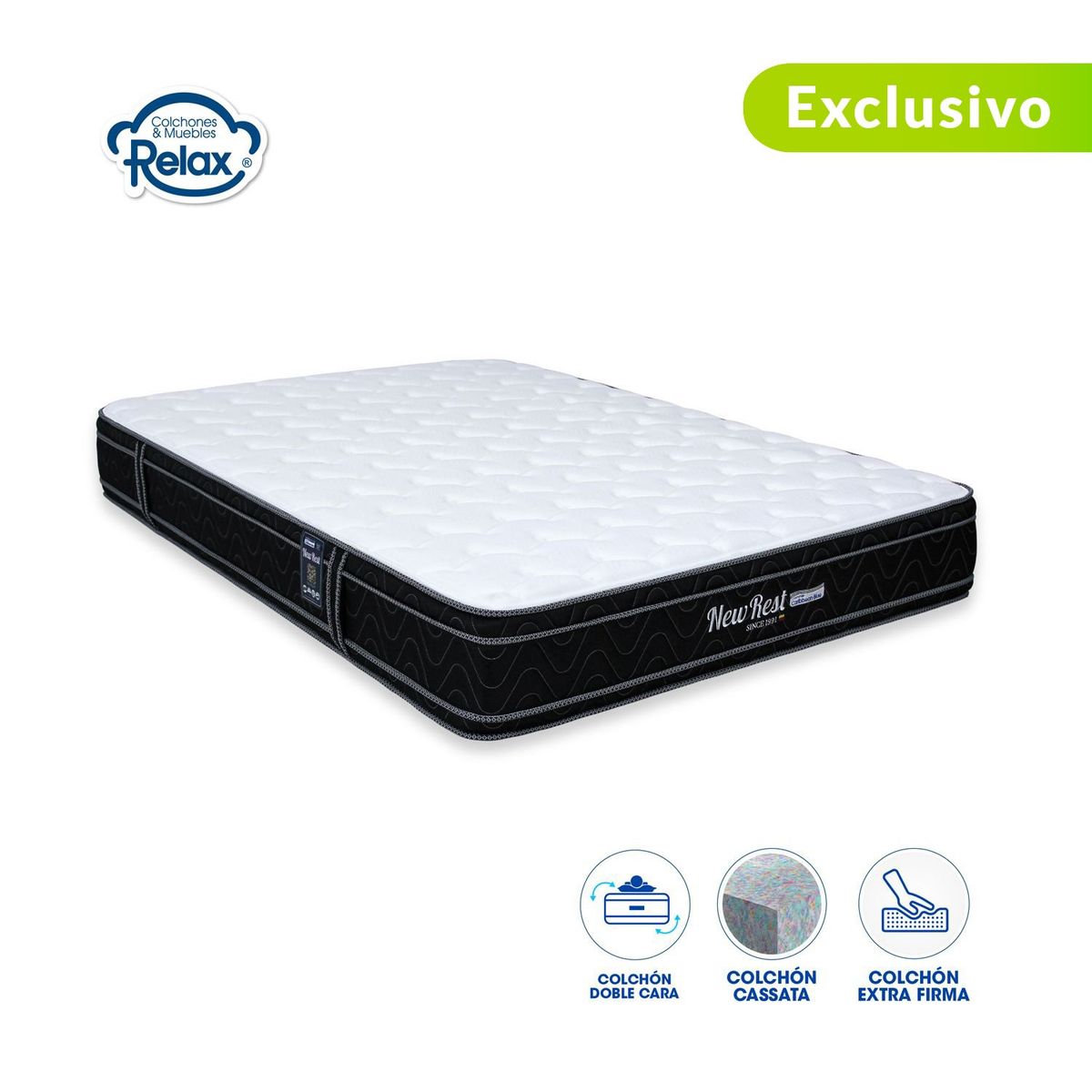 COLCHONES RELAX - Colchón Doble Firme Doble Pillow Espumado New Rest 140 x 190 cm Colchones Relax