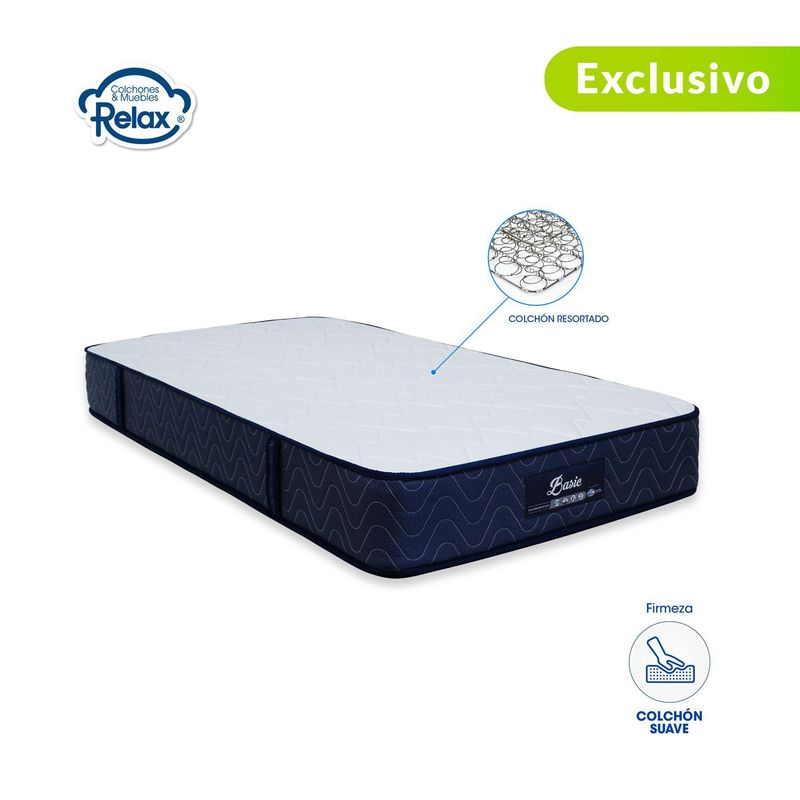 COLCHONES RELAX - Colchón Sencillo Firmeza Suave Ortopédico Resortado Basic 100 x 190 cm Colchones Relax - 0% Interés a 3 Cuotas Pagando con tu CMR Banco Falabella
